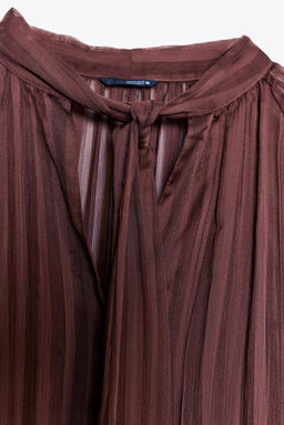 STRIPED BLOUSE WITH BOW - Zara фото 8