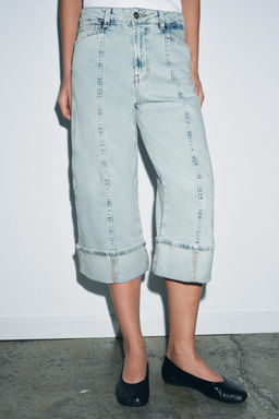 ZW COLLECTION MID-WAIST CAPRIS JEANS - Zara фото 2