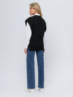 Жилет черного цвета с V-образным вырезом - 1001dress фото 3