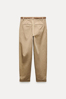 CHINO TROUSERS WITH BRAIDED BELT - Zara фото 21