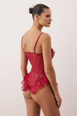 Siyah Dantel ve Saten Birliktelikli F?rf?rl? Kaps?z Fantezi Body THMAW26BD00003 - Trendyolmilla фото 14