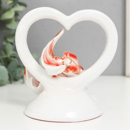 УЦЕНКА Фигурка керамика Золотые рыбки в сердце, 12?7.5?12 см, МИКС