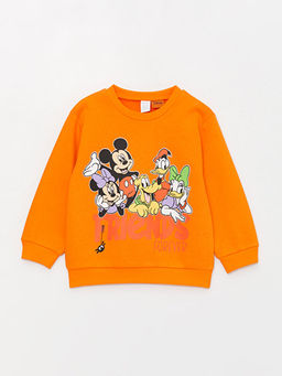 Bisiklet Yaka Minnie Mouse Bask?l? K?z Bebek Sweatshirt