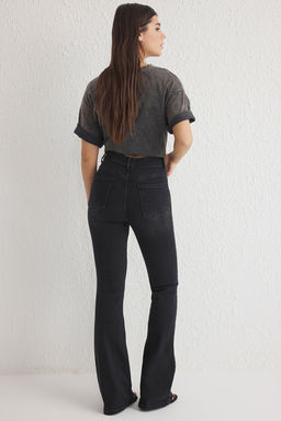 TRENDYOLMILLA Siyah Yuksek Bel Flare Jeans TWOSS25JE00110  фото 5