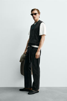 CHALECO PUNTO 100% LINO AARON LEVINE X ZARA / Chocolate  фото 4