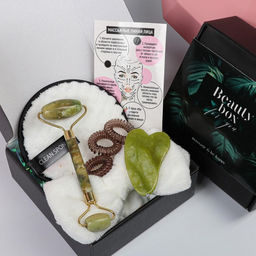 Подарочный набор For you, 14×14 см, резинки для волос, массажер гуаша, скребок, повязка, спонж для умывания