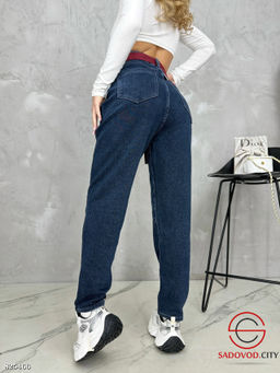 Джинсы на меху с высокой посадкой