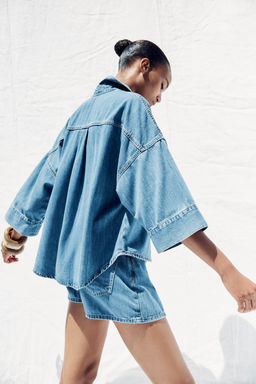 Z1975 FLOWING WIDE SLEEVE DENIM SHIRT - Zara фото 3