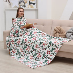 Плед с рукавами Этель. Ветви, 150?200 см, корал-флис 220 г/м?