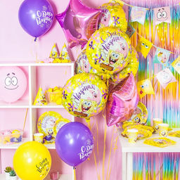Шар латексный 12" Губка Боб, «С Днём Рождения!», пастель, МИКС 2 ст, 25 шт.