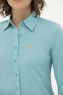 Женская мятная базовая рубашка с длинным рукавом Неожиданная скидка в корзине - U.s. polo assn фото 7
