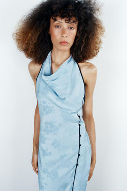 VESTIDO MIDI JACQUARD FLORAL / Celeste - Zara фото 2
