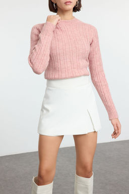 Somon Yumusak Dokulu Dik Yaka Regular Triko Kazak TEDAW25KZ00041