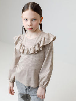 КР 302177/бежевый,гусиная лапка к625 блузка для дев