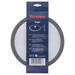 51223 WERNER Крышка стеклянная GRIGIO 22 см с силиконовым ободом. Цвет: серый. Материал: закаленное стекло, силикон, нерж. сталь. фото 4