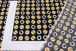 Штапель Витро цв.черный/оранжево-желтый, ш.1.42м, вискоза-100%, 90гр/м.кв - Купава фото 6