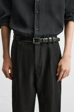 TOPSTITCHED LEATHER BELT