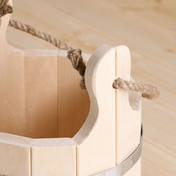 Ведро - запарник для бани и сауны «Емеля», 5 л, липа, нержавеющий обруч, ручка - верёвка, «Добропаровъ»