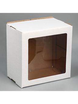 Цена за 5 шт. Коробка для торта с окном Белая 29,5 х 29,5 х 19 см - Дарите счастье фото 2