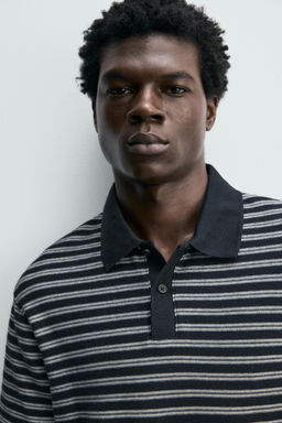 POLO REGULAR FIT JACQUARD RAYAS / Marino / Blanco - Zara фото 5
