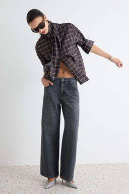 Antrasit %100 Pamuk Normal Bel Bilek Boy Wide Leg Jeans TWOAW27JE00088 - Trendyolmilla фото 7