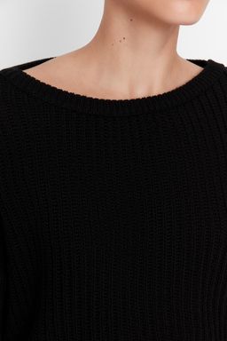 Siyah Crop Genis Kal?p Ispanyol Kol Triko Kazak TWOAW20KZ0743