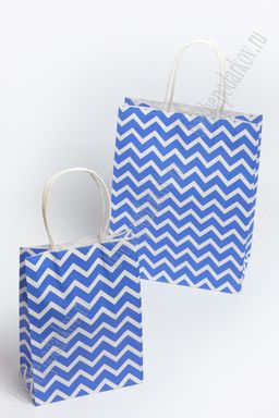 Пакет крафтовый с рисунком "Зигзаг" 15*21*8 см (12 шт) SF-7172, синий