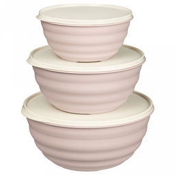 Миска пластмассовая "Latina" 2,1л, д20,7см, h9,6см, бежевый, с крышкой (Россия)