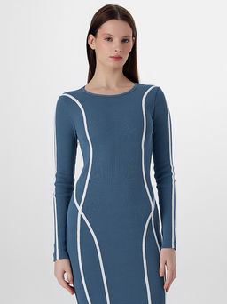 Платье женское синее с декоративными лампасами - Mark formelle фото 3