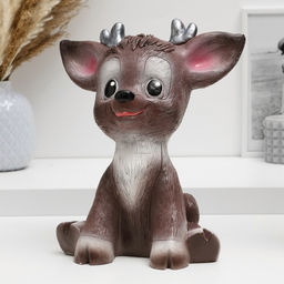 Копилка для денег Радостный олененок, гипс, коричневый, 24 см