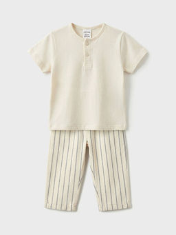 Keten G?r?n?ml? Erkek Bebek Tak?m