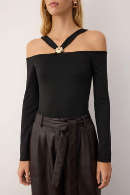 Siyah Aksesuar Detayl? C?tc?tl? Esnek Orme Body TWOAW26BD00003