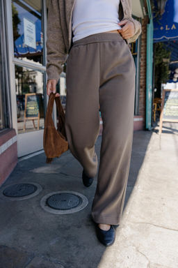 PANTAL?N FELPA WIDE LEG / Beige vigor?