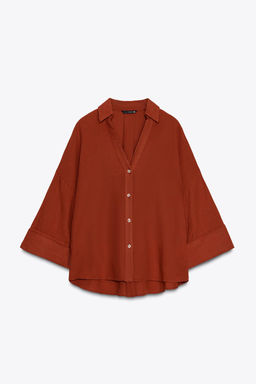 WIDE-SLEEVE LINEN BLEND SHIRT - Zara фото 43
