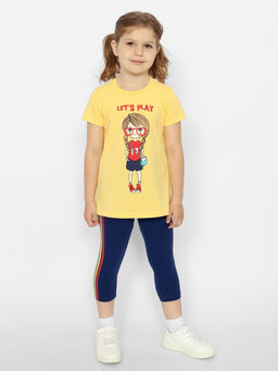 CRB wear/CWKG 90150-30 Комплект для девочки (футболка, брюки типа легинсы),желтый/Ex.Cherubino