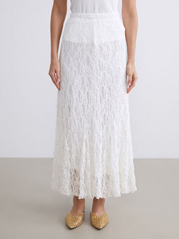 Beli Lastikli Dantelli Etek