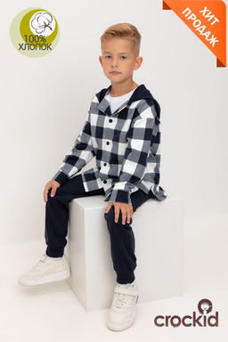 Crockid _ КР 302681-1/индиго,клетка виши к534 рубашка для мал