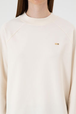 Kad_n Krem Regular Bisiklet Yaka Basic Sweatsh_rt