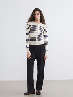 Bisiklet Yaka ?izgili Kad?n Triko H?rka