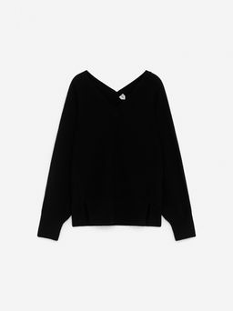 Jersey de cuello de pico en cachemir puro
