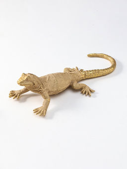 Панно интерьерное полистоун "Ящерица шипохвост" золото 38,7х16,9х9,5 см