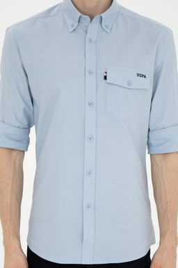 Мужская голубая рубашка с длинным рукавом - U.s. polo assn фото 13