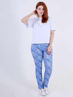 Брюки дизайнерские принтованные женские облегающие - Almond фото 7