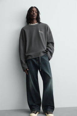 TEXTURED SWEATSHIRT WITH SLOGAN PRINT - Zara фото 13