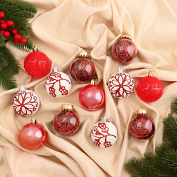 Ёлочные игрушки Мелодия элитная, шары новогодние, d=6 см, набор 12 шт., ассорти, белый/красный - Зимнее волшебство фото 3