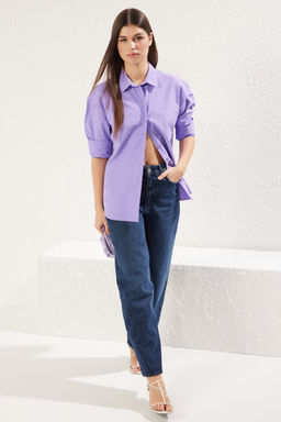 Mor Loose Fit Pamuklu Dokuma Gomlek TWOAW20GO0107