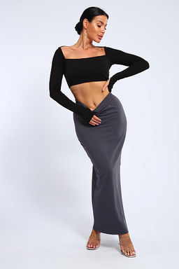 Юбка, футер (01056, черный макси) - Плиона фото 50