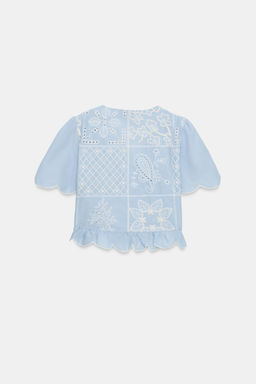 BLUSA LAZOS BORDADOS PERFORADOS / Azul claro - Zara фото 8