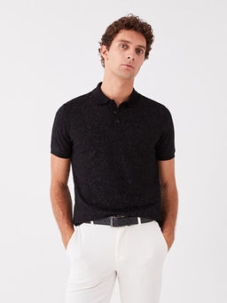 Polo Yaka K?sa Kollu Desenli Erkek Ti??rt