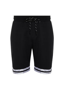 Siyah Regular/Normal Kesim Lastik Belli Genis Paca Seritli Sort TMNSS24SR00030